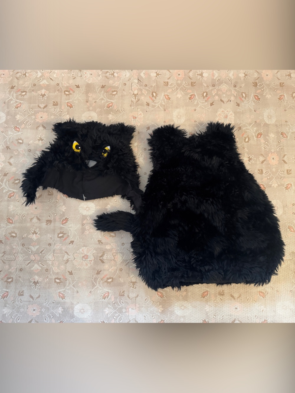 Pottery Barn Kids Black Fuzzy Cat Costume Set with Yellow Eyes